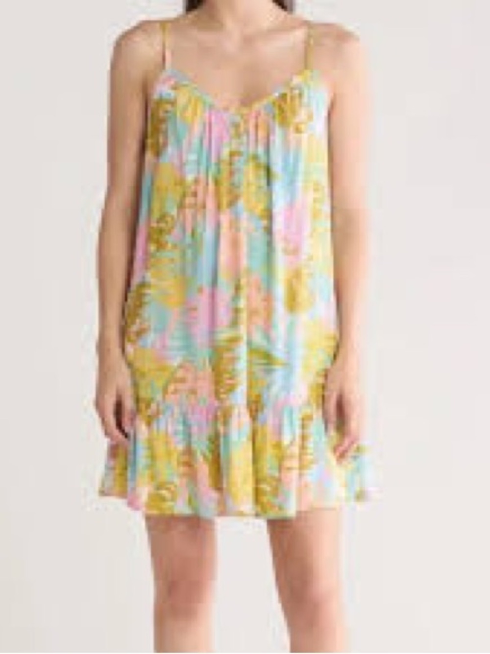 Billabong Pastel Floral Mini Dress in Blue, Pink & Yellow